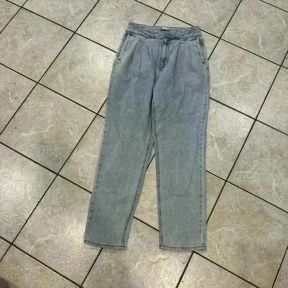 SO High waist Side Pocket Straight Blue Denim Jeans Size 7 - Picture 1 of 6